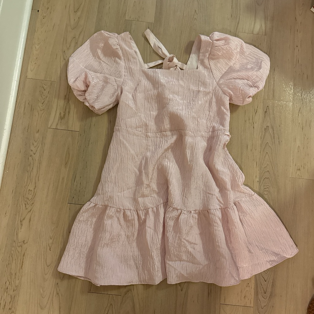 Pink Puff Sleeve Women’s Dress